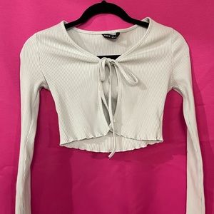 sage green cropped cardigan